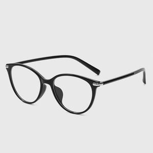 Monturas de gafas Qianai Cat Eye para mujer, TR90, negras, montura completa, anti UV, lentes AC, forma ovalada, estilo coreano P2 5054 - Product Image 1