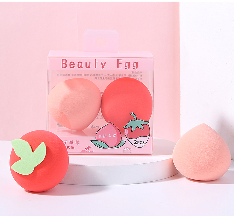 Lameila OEM Logo 2pcs Fruit Shape Beauty Sponge Reusable Soft Latex Free Foundation Makeup Sponge Blender Packaging Box A80219