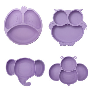 Assiette pour enfants en silicone de qualité alimentaire compartimentée en forme de hibou : Assiette pour tout-petits mignonne et antidérapante pour l'alimentation quotidienne du bébé et les repas à la maison - Product Image 2