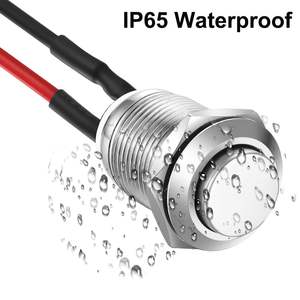 Interrupteur à bouton-poussoir classique momentané 12 mm en acier inoxydable/aluminium noir 5A 250V AC/DC IP65 - Product Image 6