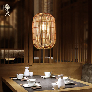 Lampe suspendue en rotin cylindrique, ampoule Led E27, pour restaurant, chambre à coucher, maison d'hôtes, lustre de mariage - Product Image 2