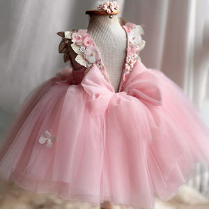 פניני תחרה מחורורבת פרח חתונה שמלת ילדת ילדים מסיבת יום הולדת אופנה - Product Image 4