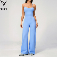 Combinaison pour femme à haute élasticité et effet amincissant, respirante, pour le yoga et le fitness, une pièce, à jambes larges