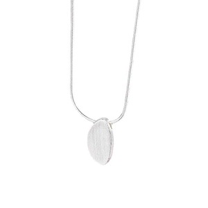 Collar de cadena ovalada de plata de ley S925 para mujer, cadena irregular cepillada lisa para suéter, diseño sencillo y moderno - Product Image 5