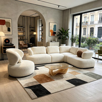 PZCN HOME Ensemble de canapés modulaires de luxe incurvés en tissu bouclé pour appartement – Vente en gros