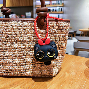 Porte-clés créatif en forme de chat de dessin animé, pendentif amusant à gros yeux, pour la décompression, cadeau pour les couples et les sacs - Product Image 5