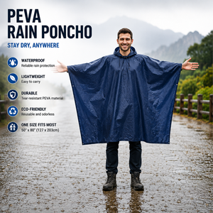 <span class=keywords><strong>Poncho</strong></span> de pluie imperméable en PEVA écologique OEM, léger, réutilisable, avec capuche, pour la randonnée, le camping et les voyages - Product Image 1