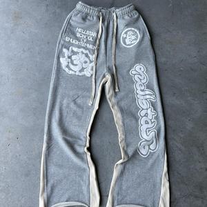 <span class=keywords><strong>Pantalon</strong></span> <span class=keywords><strong>de</strong></span> <span class=keywords><strong>jogging</strong></span> <span class=keywords><strong>blanc</strong></span> et gris personnalisé pour hommes 100% coton éponge tenue High Street Flare <span class=keywords><strong>pantalon</strong></span> à jambes larges pantalons <span class=keywords><strong>de</strong></span> survêtement à impression bouffante - Product Image 1