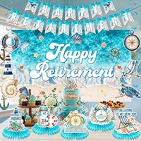 Décorations de fête de retraite hawaïennes pour femmes et hommes : Bannière Joyeux Retraite, Décor mural, Spirales suspendues, Centres de table en nid d'abeille