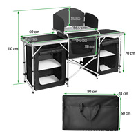 Mesa de cocina móvil para acampar al aire libre Mesa plegable de aleación de aluminio con gabinete de tela