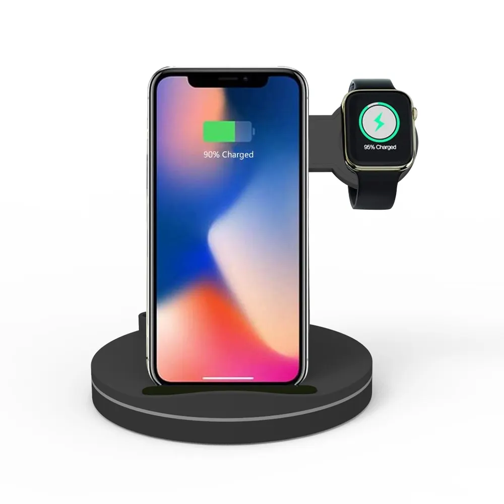 2021 Upgraded Saferell 3 in 1 Wireless Charging Station with Qi-Certified Compatible with iPhone 11 Pro/XS/XR/8 for Samsung