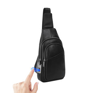 Bolso Bandolera Inteligente Impermeable de Cuero Genuino, Estilo Ejecutivo, Antirrobo, para Viajes, con Huella Dactilar - Product Image 1