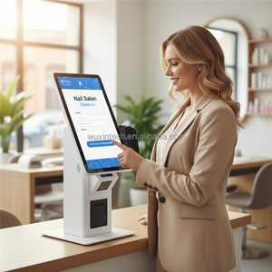 <span class=keywords><strong>Kiosque</strong></span> de file d'attente sur pied WUXIN 215, écran tactile tout-en-un 24 pouces pour restaurant, machines de paiement en libre-service Android Windows - Product Image 3
