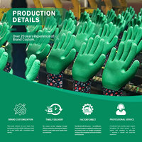 Gants de jardinage verts CY Super Grip antidérapants en mousse de latex 13G respirants à imprimé floral, certifiés CE/EN388, résistants à l'abrasion