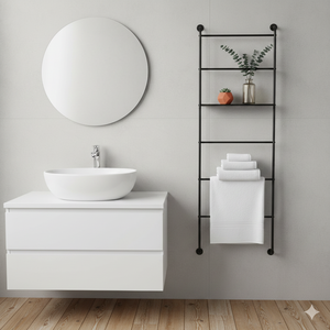 Toallero de Hierro Negro Resistente con Estante de Almacenamiento, Organizador de Baño Independiente para Hogar y Hotel - Product Image 5