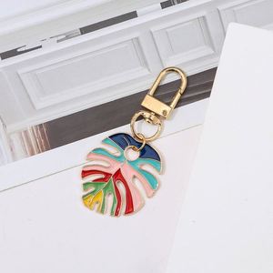 Metal Keychain Colorful <b>Leaf</b> Key Accessories Fashionable Bag Hanging Wholesale Small Gifts - Product Image 5