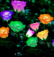 Lampe solaire d'extérieur à LED en forme de rose, étanche, à piquet, pour jardin, avec changement de couleur, éclairage décoratif