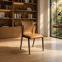 Ensemble de table vintage, chaise de salle à manger rembourrée de style commercial, chaise de café industrielle moderne avec cadre en métal thermolaqué