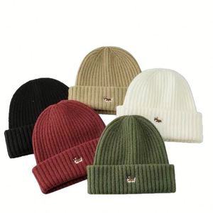 Autumn Winter Unisex <b>Wool</b> Knitted <b>Hat</b> Image Style Warm Ear Protection Trendy Jacquard Animal Print Common Travel <b>Beanies</b> - Product Image 1