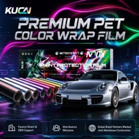 Film adhésif pour voiture KUCAI PET PVC 1,52*17M, film vinyle coloré, film diamant mat, autocollants, film changeant de couleur pour véhicule