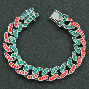 Pulsera de Cadena de Aleación con Diseño Geométrico Innovador y Doble Color de Diamantes de Imitación, Estilo Hiphop para Hombre, Joyería de Moda, Venta Caliente 2026 - Product Image 2