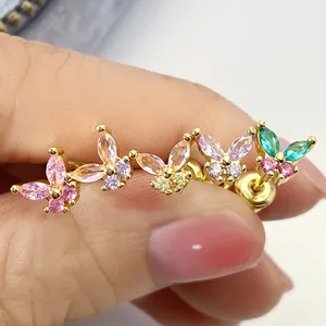 Within 3Days Sent Out Korean Thailand Hot Sale 18K Gold Plated Butterfly Stud Earrings
