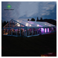 Tentes de mariage de luxe en PVC transparent, chapiteau extérieur pour 100 personnes, construction modulaire quatre saisons