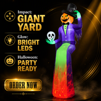 Citrouille Gonflable de 3 m pour Halloween, Décoration Lumineuse LED pour Jardin, Décoration de Fête Extérieure