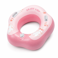 Bouée de natation gonflable d'été motif floral, durable, imperméable, en PVC épaissi, avec double chambre à air et poignée, coloris soleil