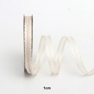 Cinta de Organza de Poliéster con Borde Festoneado a Rayas de 1 cm y 25 Yardas, Delicada y Elegante, para Envolver Regalos de Boda y Ramos de Novia - Product Image 6