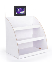Présentoir en carton moderne à 3 niveaux avec écran LCD numérique de 7 pouces, pliable pour comptoir, avec en-tête amovible