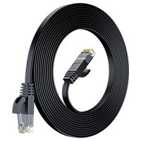 Cable Plano de Cobre con Conductor Sólido CAT6 UTP, Negro, Sin Blindaje, Ethernet de Alta Velocidad, LAN, 0.5m 30m 32AWG