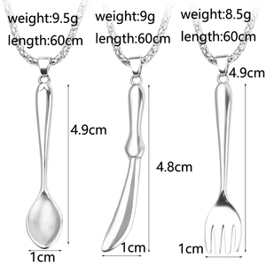 Colgantes de cuchara simples personalizados para mujer, collares de acero inoxidable y piedra natural, novedad, venta al por mayor - Product Image 4