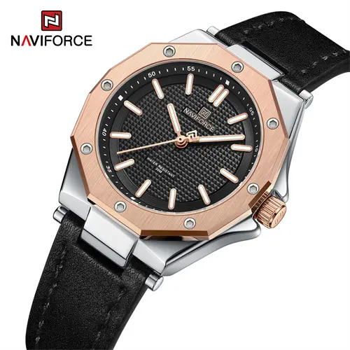 NAVIFORCE 5026 RGBB Wholesale Black Leather Strap Black Small Dial Luxury Quartz Women Wrist Watch Ladies Watch Casual For Girl