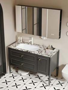 Italian Minimalist High-end Solid Wood <b>Bathroom</b> Cabinet Single <b>Bathroom</b> <b>Vanity</b> - Product Image 5