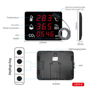 घरेलू वायु डिटेक्टर तापमान और आर्द्रता मीटर वायु गुणवत्ता मॉनिटर को2 इलेक्ट्रॉनिक थर्मामीटर गैस कार्बन डाइऑक्साइड मॉनिटर - Product Image 2
