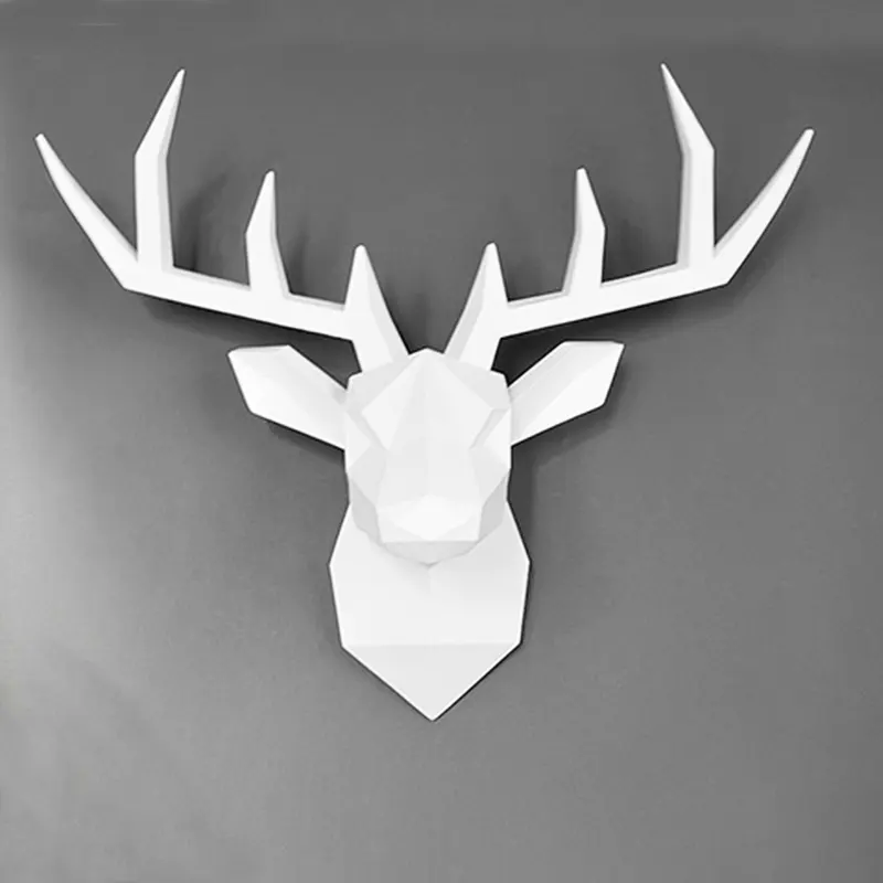 Benutzer definierte schwarz weiß 3D Deer Head Statue Zimmer Wand dekoration, Skulptur, 43*16*36 cm Tierkopf hängen Harz Home Akzente Wand kunst