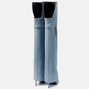 Botas Altas de Mujer Talla Grande 46 con Cierre Metálico Shark Lock, Botines Largos de Punta Fina, Stilettos de Tacón Alto, Zapatos Vaqueros - Product Image 2