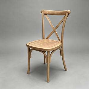 Light Natural Oak Color Plastic Cross Back <b>Dining</b> <b>Chair</b> <b>Stackable</b> X-Back <b>Chair</b> for Wedding Banquet Restaurant - Product Image 2