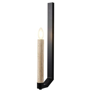 Vintage Style Wabi Sabi Natural Yellow Travertine Candle <b>Wall</b> Lamp Led <b>Light</b> Source E14 Bulb Base <b>Switch</b> Control For Living - Product Image 4