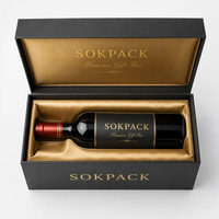 Caja de Regalo para una Sola Botella de Vino, de Cartón Rígido, con Cierre Magnético, Ecológica, Hecha con Materiales Reciclados, con Logotipo Personalizado, para Vino Tinto