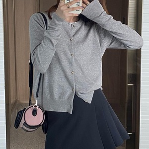 Cárdigan de punto gris para mujer, talla única, manga larga, suéter de otoño, estilo informal japonés y coreano - Product Image 5