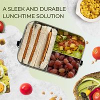 1400ml Bento Lunch Box 3 Compartiment Étanche 304 Conteneurs D'emballage Alimentaire En Acier Inoxydable Boîte À Lunch En Métal