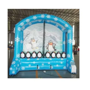 Customized inflatable carnival sport games inflatable penguin shooting ball goal game inflatable shoot out game