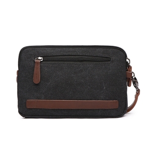Multi-fonction Vintage Coin Purse Long Wallet Phone Bag Portable Hanging Toiletry <span class=keywords><strong>Kit</strong></span> Bag Men Canvas Clutch Bag with Hand Strap - Product Image 3