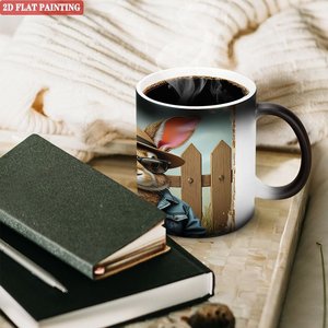 Custom Logo Blank Mug Frosted Black 11oz <b>Ceramic</b> Heat Sensitive <b>Cup</b> - Product Image 3