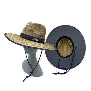 Chapeau de paille Sombrero à large bord, réglable avec sangle de menton, personnalisable avec logo, style personnage, idéal pour le ski et les voyages - Product Image 1
