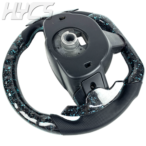 Volante Deportivo Personalizado en Fibra de Carbono Forjada Azul Marino con LED e Indicador de RPM, Compatible con <span class=keywords><strong>Jaguar</strong></span> XF, XJ, XR, XK, XKR, XFR, XKR-S Coupé y Sportbrake - Product Image 3