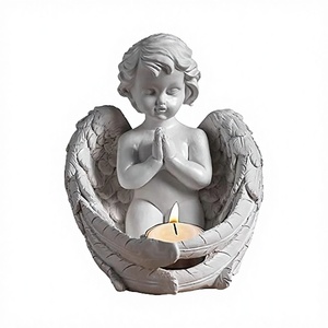 Figurine d'ange enfant de style européen MAMBA, sculpture réaliste peinte à la main, résine durable, décoration nautique pour la maison - Product Image 2