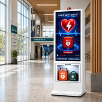Quiosco AED con Señalización Digital, Gabinete para Desfibrilador, Estación de Emergencia Inteligente con Pantalla Táctil de 43 Pulgadas para Entrenamiento de RCP y Primeros Auxilios en Campus